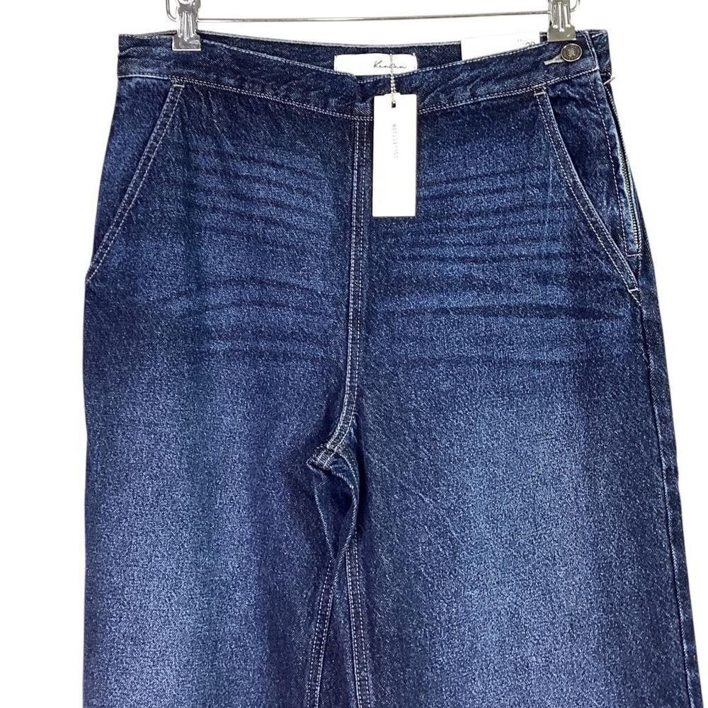 KanCan Jeans Women 9 28 Blue Cotton Ultra High Rise Super Flare Side Zip NEW - Picture 3 of 12